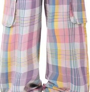 Women's Dopamine Wear Color Plaid Multi-pocket Straight-leg Pants