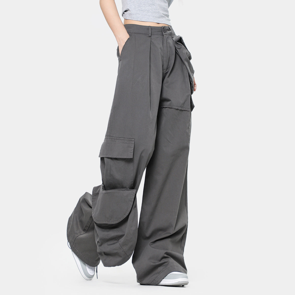 Autumn American Wide Leg Mop Pants Men's Loose Hot Girl Overalls