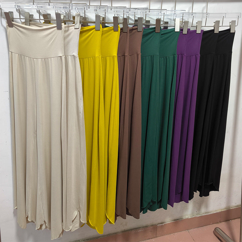 Bamboo Fiber Nude Feel Breathable High Waist Loose And Irregular Trousers Wide Leg Pants