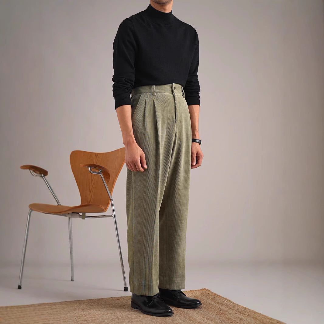 Autumn And Winter Corduroy Retro Straight High Waist