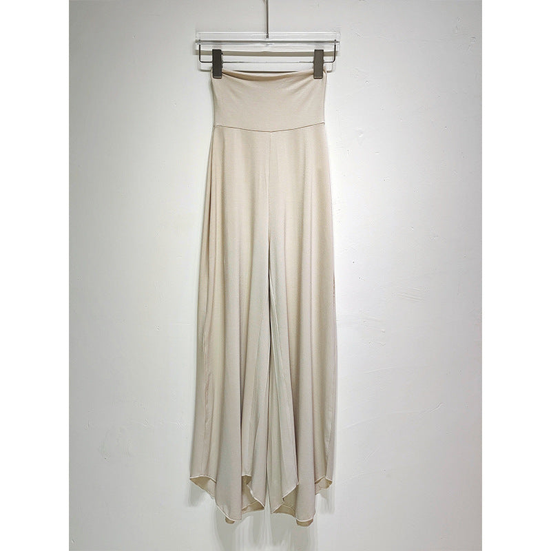 Bamboo Fiber Nude Feel Breathable High Waist Loose And Irregular Trousers Wide Leg Pants