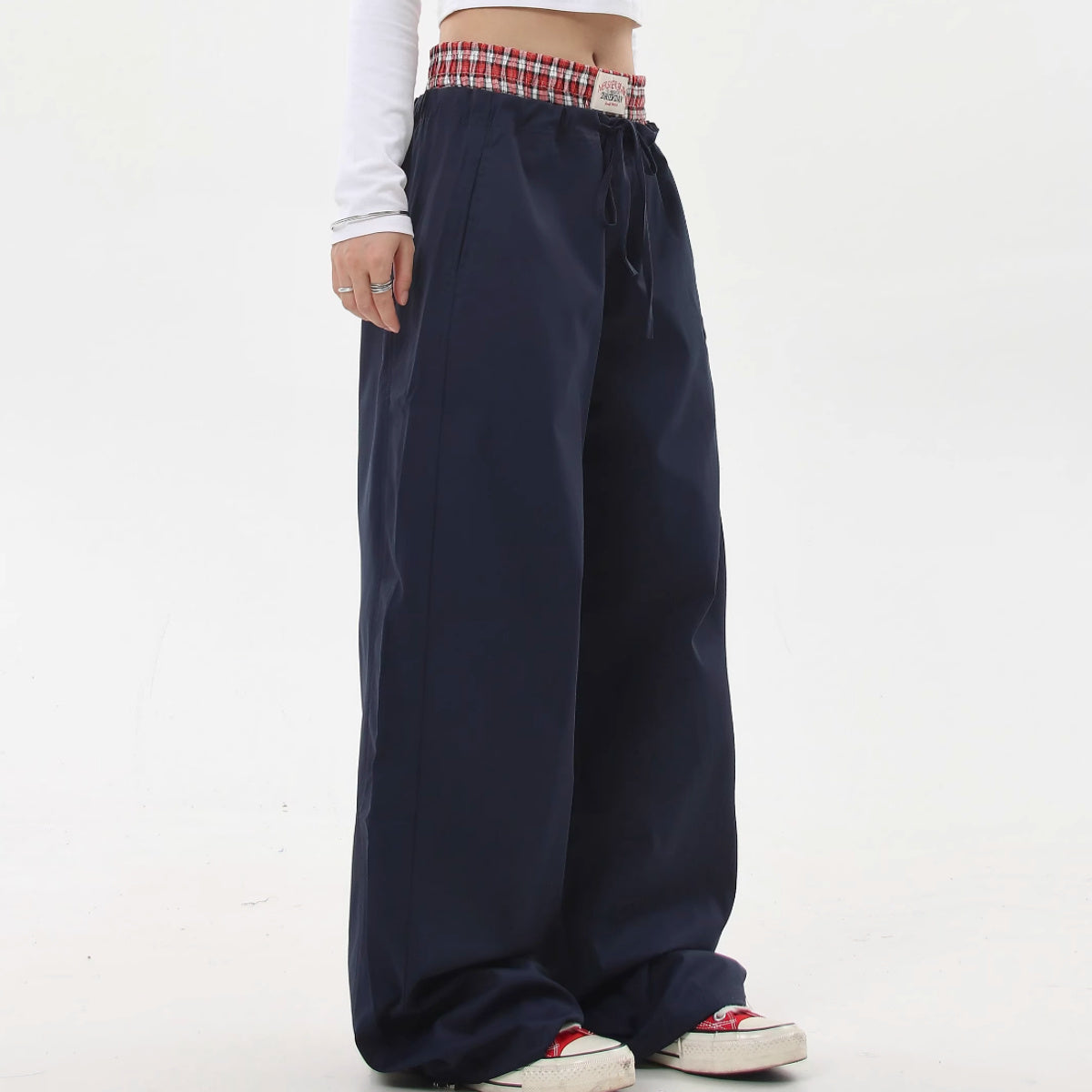 Women's Retro Fake Two-piece Casual Trousers