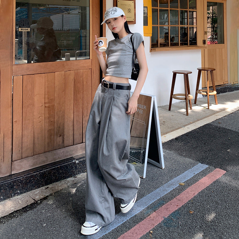 All-matching Loose High Waist Slimming Drooping Straight Casual Pants