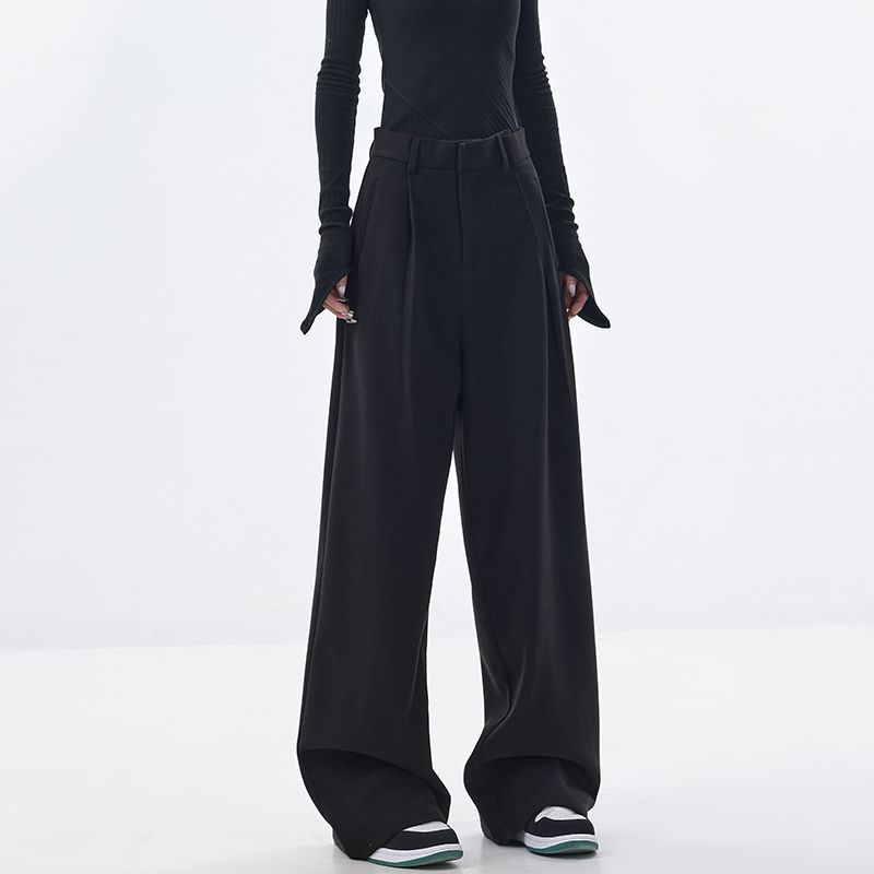 Women's Loose Extended Black Wide-leg Suit Pants