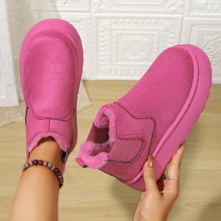 Winter Women Short Plush Warm Snow Boots Casual Shoes New Suede Fur Chelsea Ankle Boots Flats Platform Ladies Shoes Botas
