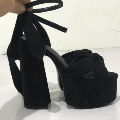 Women's Sandals High Platfrom Chunky Heels Shoes Summer Peep Toe Ankle Strap High Heels Party Shoes