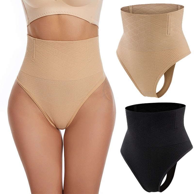 Women's T-shaped pants with strong hip lifting and abdominal tightening, and fish bone steel bone waist waist shaping underwear
