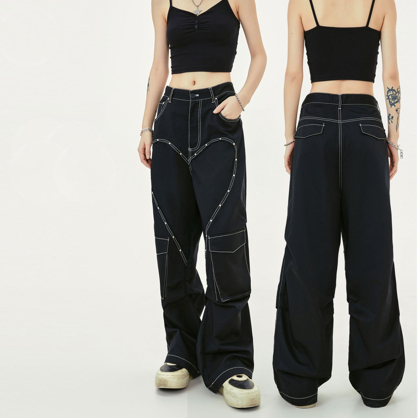 American Retro Love More Than 3D Cutting Workwear Casual Pants