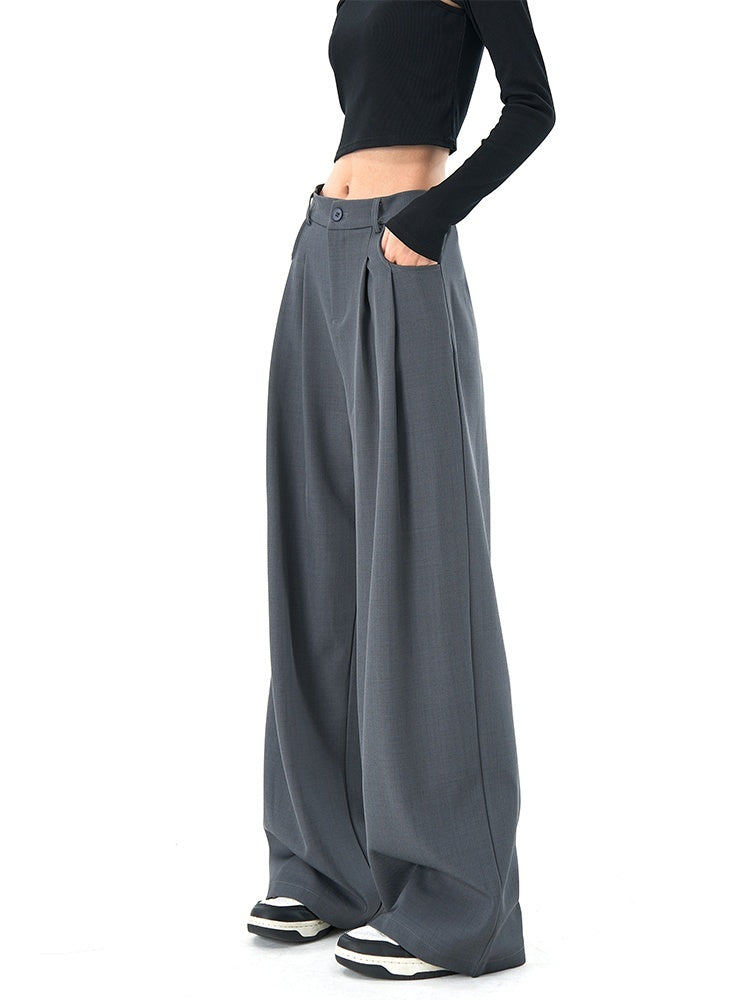 Women's Loose Gray Suit Pants
