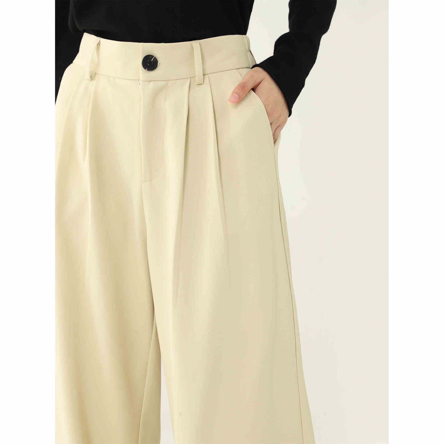 Women's Black Straight Draping Suit Pants