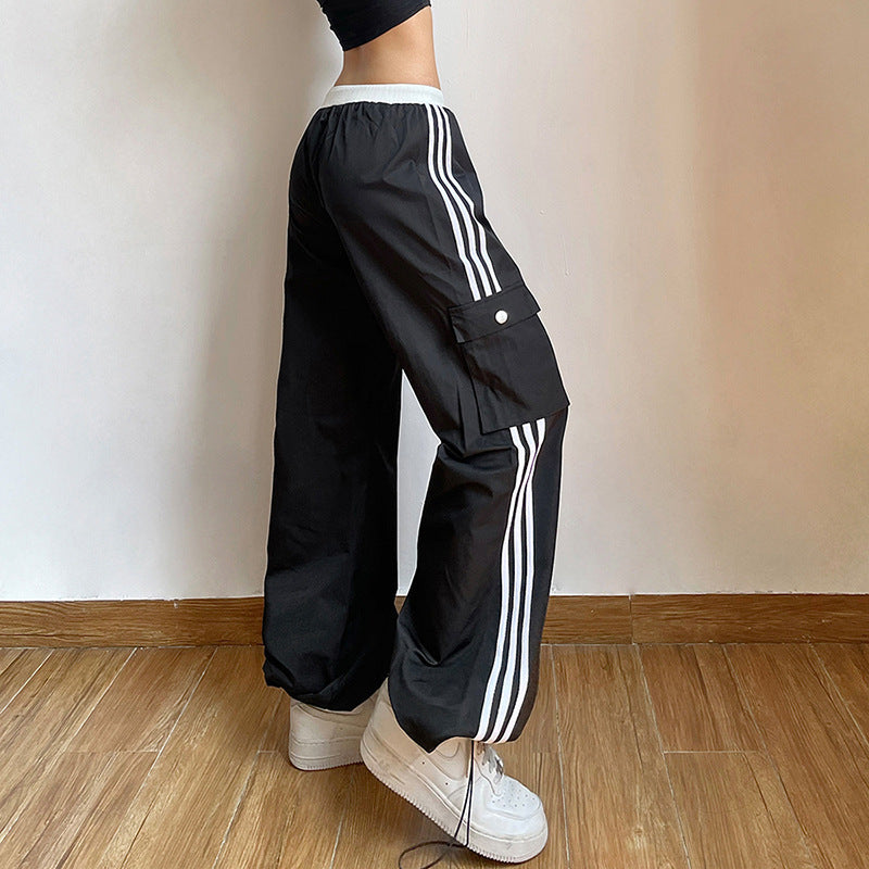 Women's High Waist Striped Ankle-tied Casual Pants
