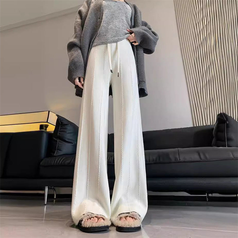 Women's High Waist Drooping Knitted Wide-leg Pants Loose