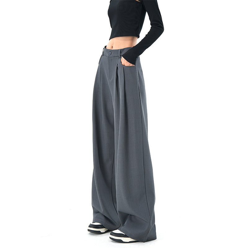 Women's Loose Gray Suit Pants