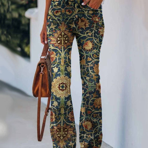 Trend Irregular Wide-leg Pants Abstract Printing Loose Casual Wide-leg