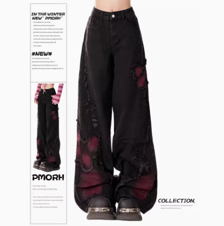 American High Street Butterfly Embroidered Blooming Jeans
