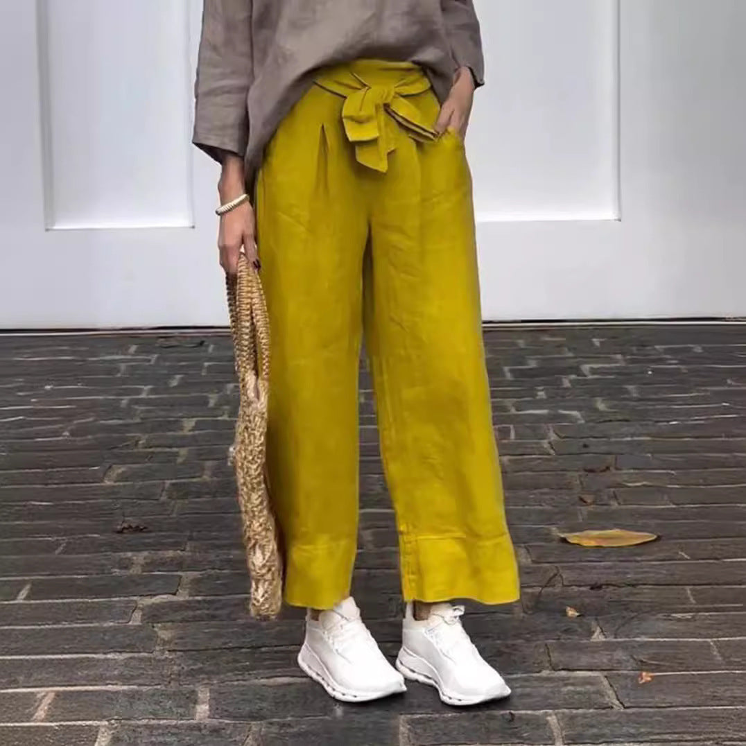 Women's Lightweight Adjustable High Waist Loose Trousers With Pockets