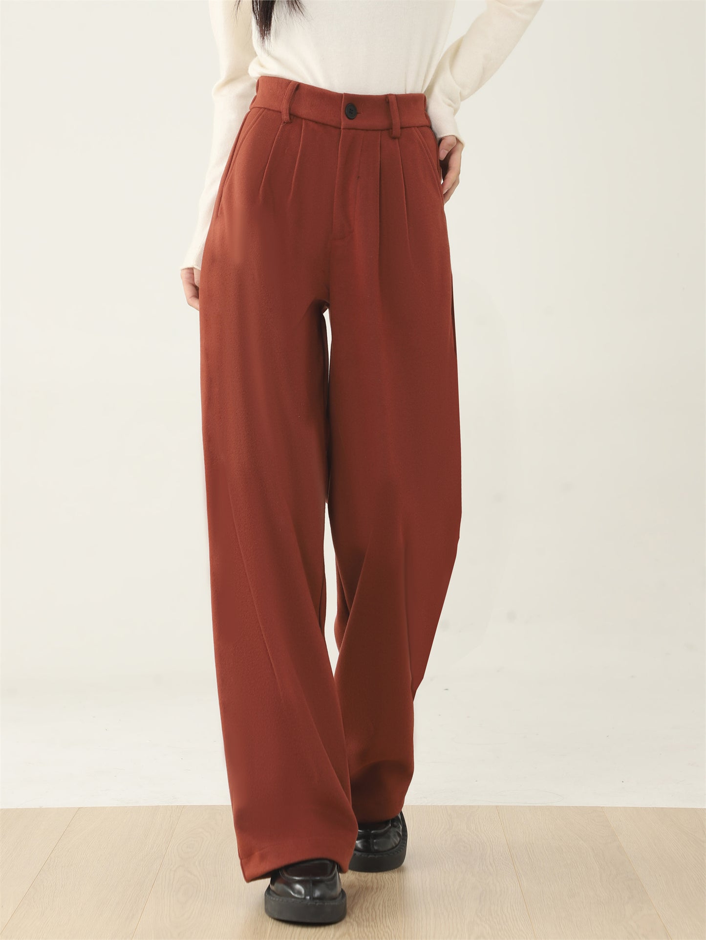 Women's Black Straight Draping Suit Pants