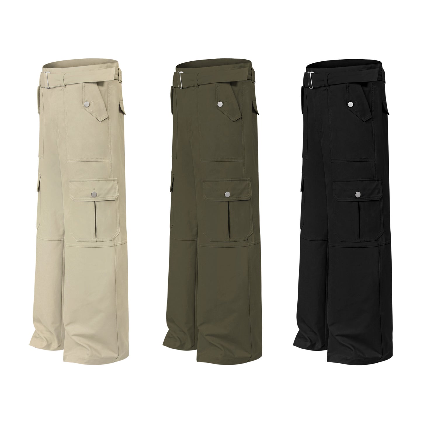American Retro High-grade Neutral Multi-pocket Design Casual Wide-leg Workwear Trousers