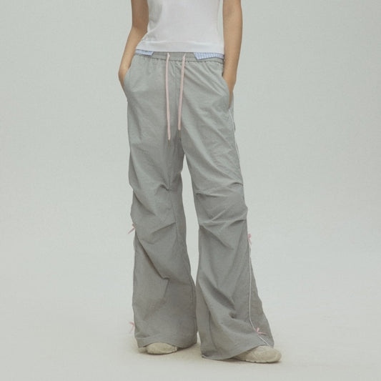 Women's Retro Sports Straight Casual Pants With Bow Decoration