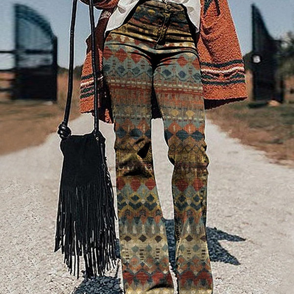 Trend Irregular Wide-leg Pants Abstract Printing Loose Casual Wide-leg