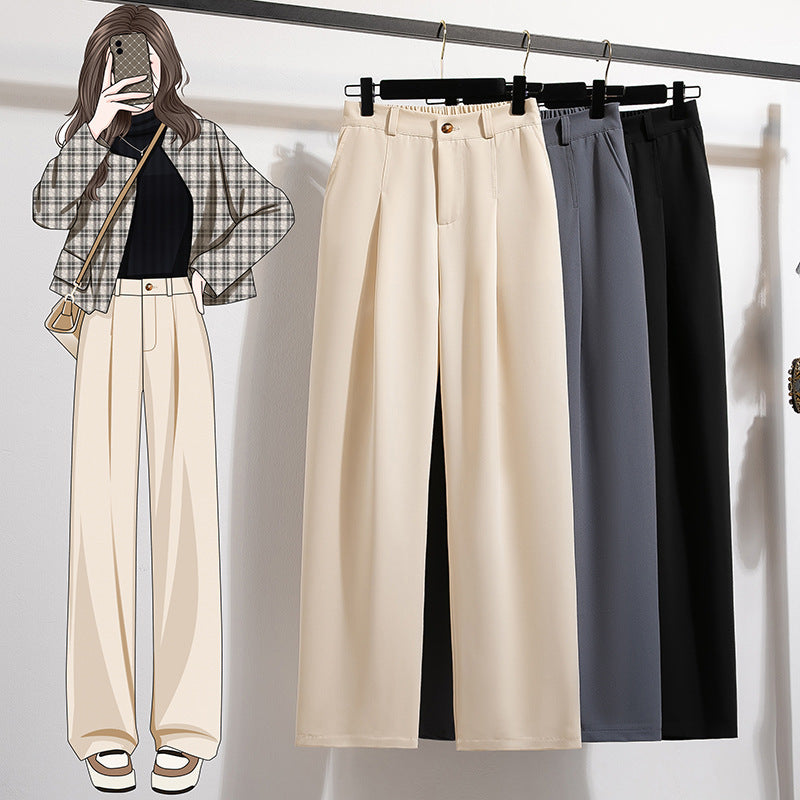 Wide Leg Women's High Waist Loose Straight Suit Pants