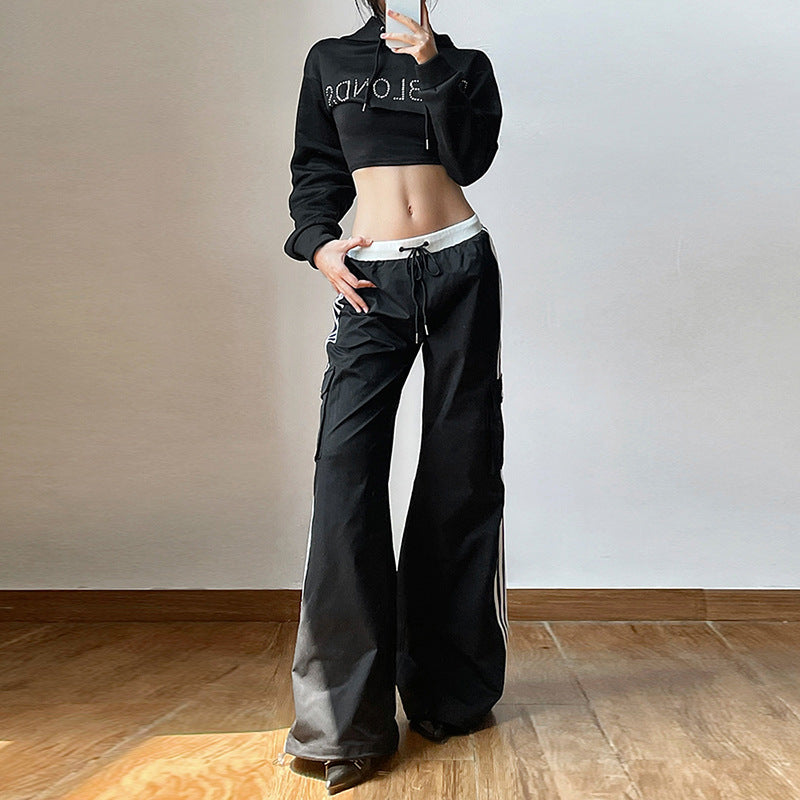 Women's High Waist Striped Ankle-tied Casual Pants