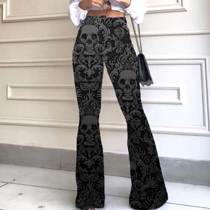 Trend Irregular Wide-leg Pants Abstract Printing Loose Casual Wide-leg