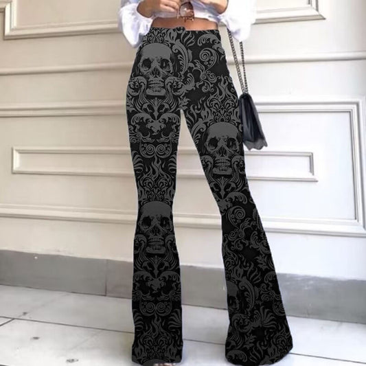 Trend Irregular Wide-leg Pants Abstract Printing Loose Casual Wide-leg