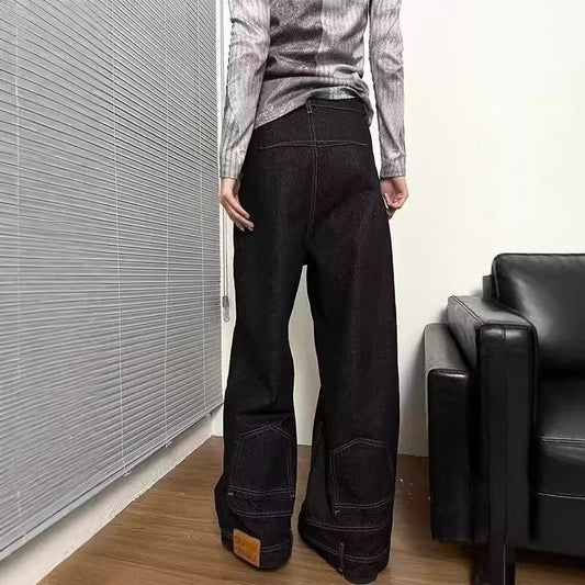 Waist Of Trousers Flip-down Wide Leg Straight Jeans