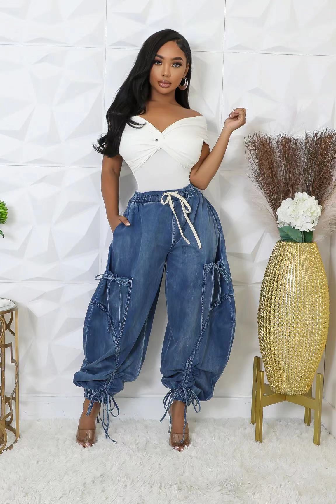 Women's Casual Fashion Loose Straight Jeans