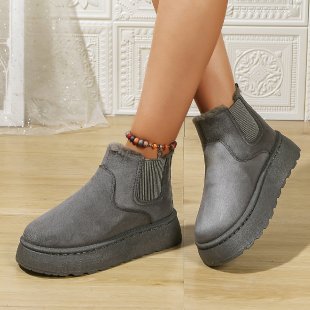 Winter Women Short Plush Warm Snow Boots Casual Shoes New Suede Fur Chelsea Ankle Boots Flats Platform Ladies Shoes Botas