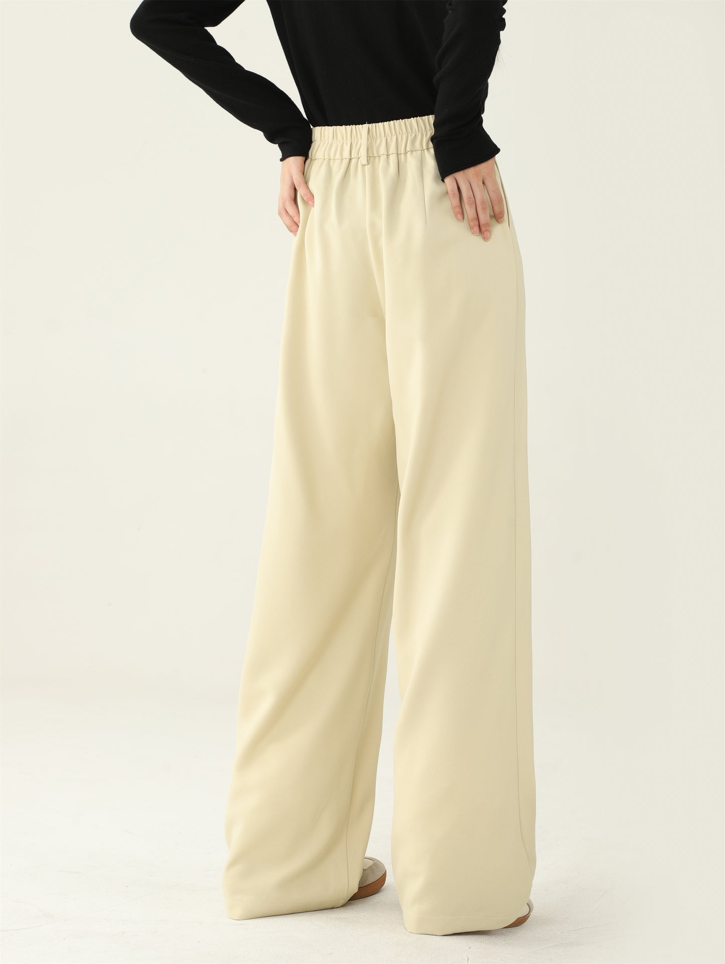 Women's Black Straight Draping Suit Pants