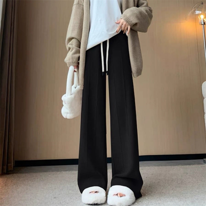 Women's High Waist Drooping Knitted Wide-leg Pants Loose