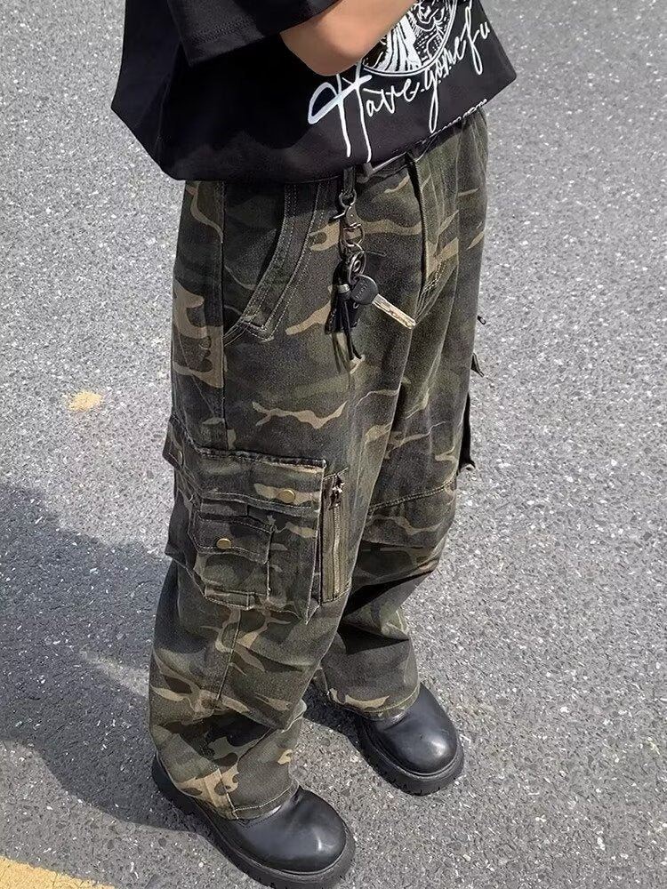 American Mechanical Style Outdoor Camouflage Workwear Casual Pants