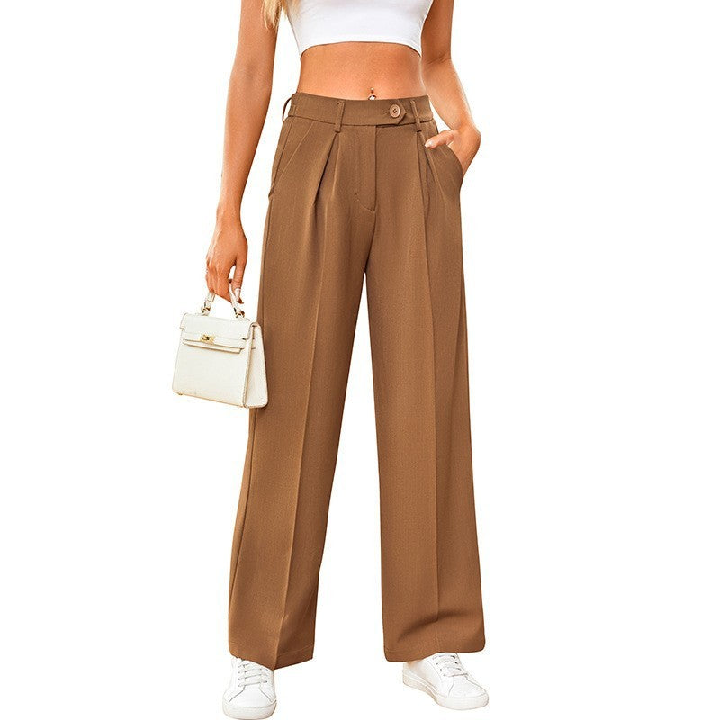 Women's Casual Loose Wide Leg Straight Suit Pants