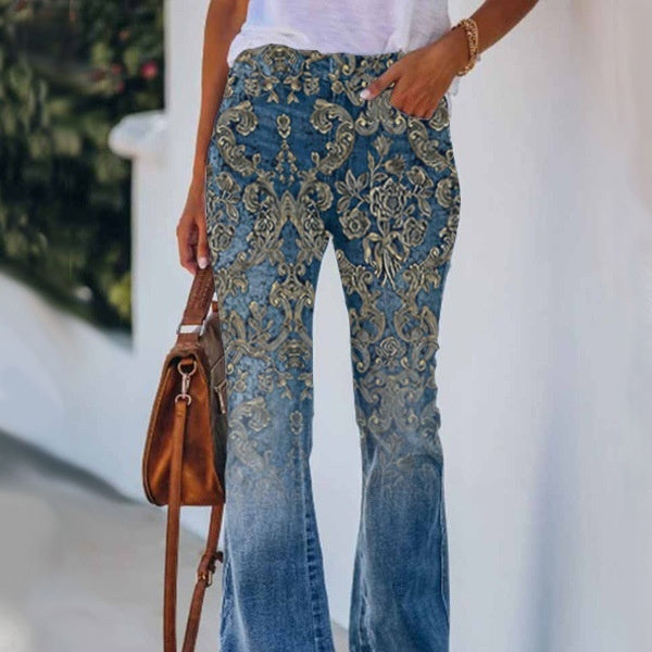 Trend Irregular Wide-leg Pants Abstract Printing Loose Casual Wide-leg