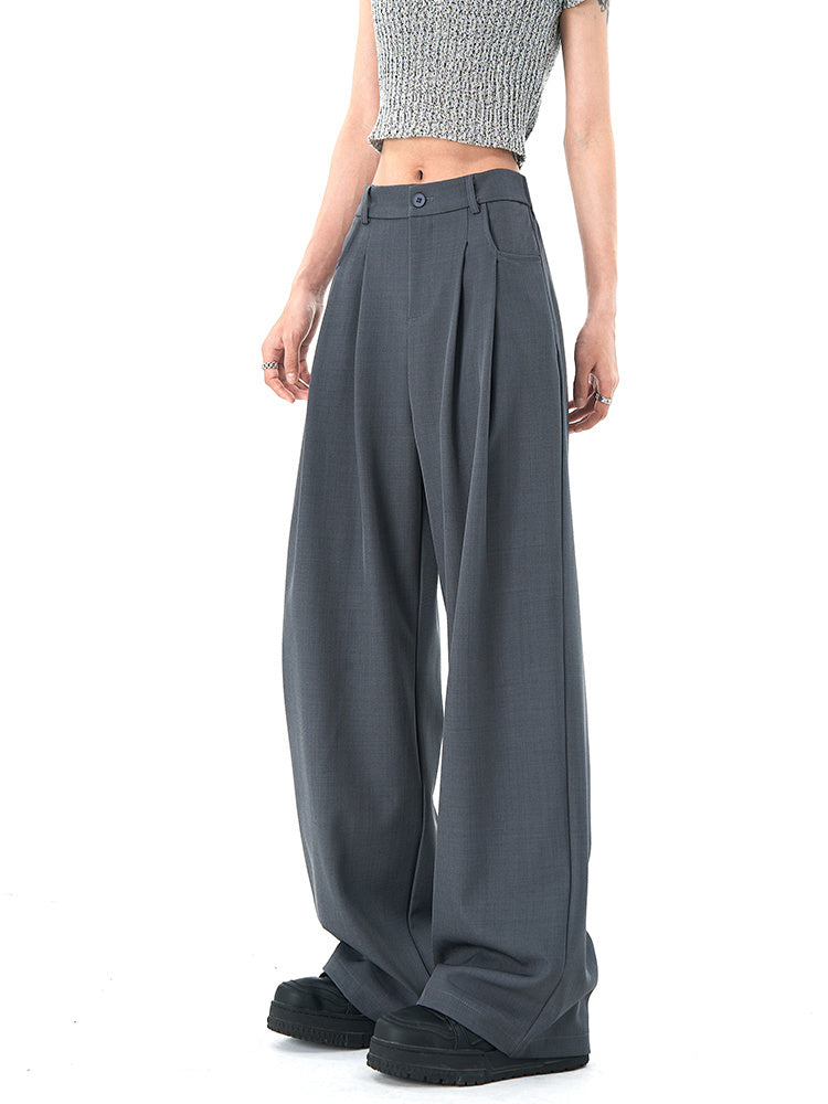 Women's Loose Gray Suit Pants