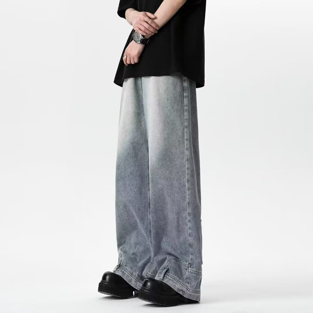 Waist Of Trousers Flip-down Wide Leg Straight Jeans