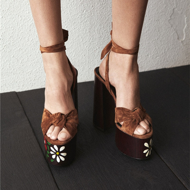 Women's Sandals High Platfrom Chunky Heels Shoes Summer Peep Toe Ankle Strap High Heels Party Shoes
