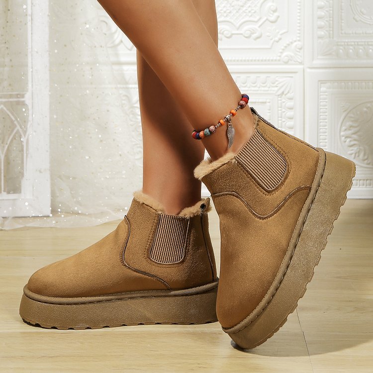 Winter Women Short Plush Warm Snow Boots Casual Shoes New Suede Fur Chelsea Ankle Boots Flats Platform Ladies Shoes Botas