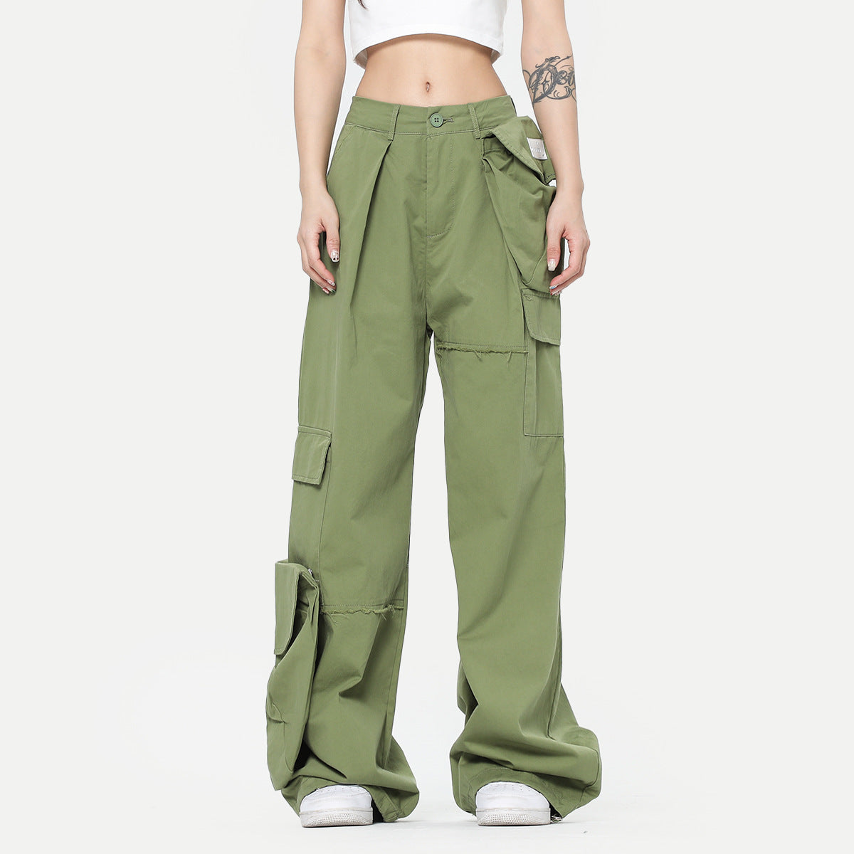 Autumn American Wide Leg Mop Pants Men's Loose Hot Girl Overalls