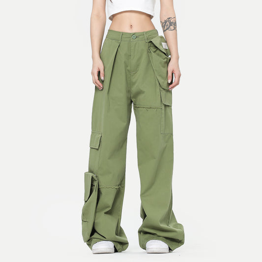 Autumn American Wide Leg Mop Pants Men's Loose Hot Girl Overalls