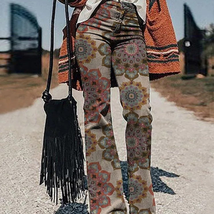 Trend Irregular Wide-leg Pants Abstract Printing Loose Casual Wide-leg