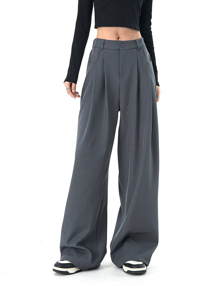 Women's Loose Gray Suit Pants