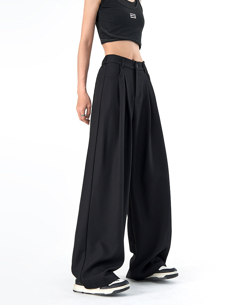 Women's Loose Gray Suit Pants