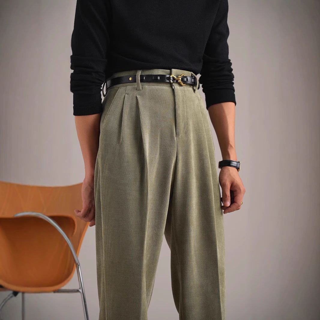 Autumn And Winter Corduroy Retro Straight High Waist