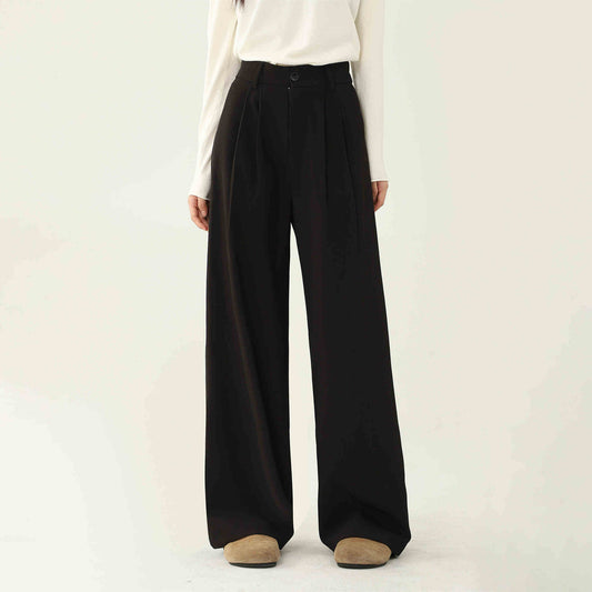 Women's Black Straight Draping Suit Pants