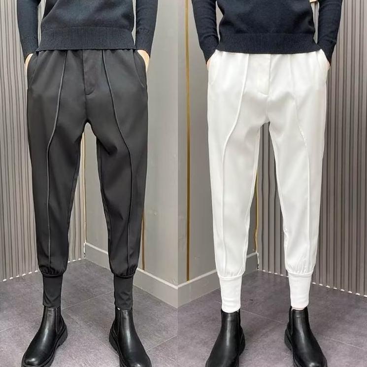 Ankle-tied Suit Pants Men's Draping Casual Cropped Pants Summer Trendy