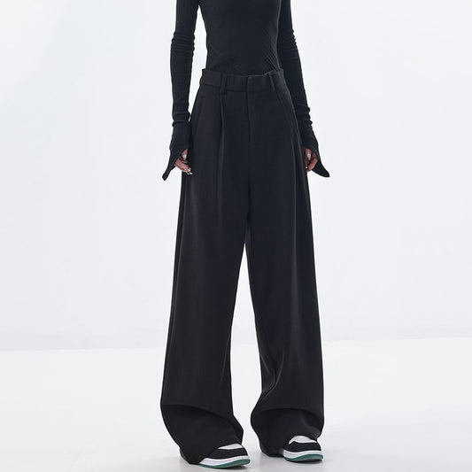 Women's Loose Extended Black Wide-leg Suit Pants