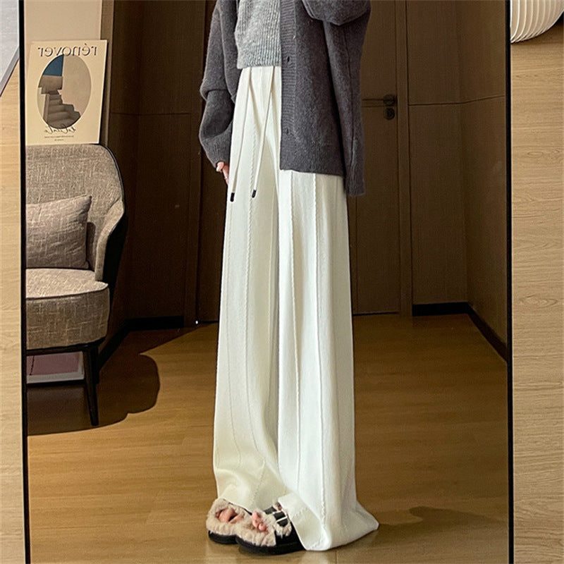 Women's High Waist Drooping Knitted Wide-leg Pants Loose
